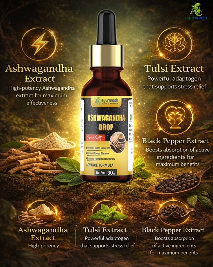 ASHWAGANDHA STRESS RELIEF DROPS by-Ayurnnath
